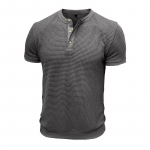 Vyri&scaron;ki &bdquo;Henley&ldquo; mar&scaron;kinėliai trumpomis rankovėmis Vasariniai mar&scaron;kinėliai su mygtukais &bdquo;Casual Basic Tee Soild&ldquo; mar&scaron;kinėliai Mink&scaron;ti, patogūs vir&scaron;ūnės Klasikiniai &bdquo;Athletic Fit&ldquo; mar&scaron;kinėliai vyrams S pilka spalva