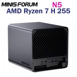MINISFORUM NAS N5 PRO Mini kompiuteris AMD Ryzen AI 9 HX PRO 370 Palaiko DDR5 ECC 144TB talpa AI Mini kompiuteris MinisCloud OS Biuro/Namų PC NO RAM NO SSD pilka