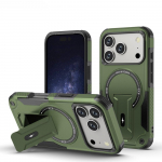 Atsparus smūgiams Karinio lygio &Scaron;arvuotas dėklas su stoveliu IPhone 17Air 16E 15 14 Plus 13 12 11 Pro Max Magnetiniam įkrovimui Apsauginis dangtelis iPhone 15 Pro Max žalia