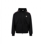 Moncler SS22 Logotipo Etiketė Trijų Spalvų Austa Juosta Užtrauktukas Su Gobtuvu Striukė Vyri&scaron;kos Striukės Juoda H10918G00047809LA999 XL black