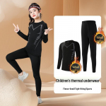 Merginų greitai džiūstanti sportinė apatinių drabužių komplektas su &scaron;iltomis pėdkelnėmis - Rudens/Žiemos treniruočių kostiumas Size 170 [Recommended 160-170CM]