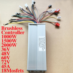 48V 60V 72V 2000W/2500W Elektrinio dviračio valdiklis 45A /60A 18 MOSFET DC valdiklis dvigubo režimo Elektriniam paspirtukui, dviračiui, greičio varikliui 2000W-72V-45A gray