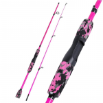 Baitcasting spiningo me&scaron;kerė 2, 1,8 M stiklo pluo&scaron;to M Power Hand žvejybos reikmenys. Spinning Rod 1.8M rožinė