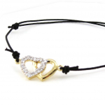 Les Tr&eacute;sors De Lily [I9788] - Bracelet Plaqu&eacute; Or 'Love' noir