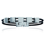 Les Tr&eacute;sors De Lily [L0450] - Bracelet mixte 'Peaceful' noir argent&eacute; - 18 cm 8 mm juoda