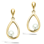 Les Tr&eacute;sors De Lily [Q6832] - Boucles Plaqu&eacute; Or 'Perla' blanc dor&eacute; - 18x8 mm