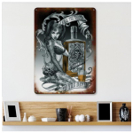 Les Tr&eacute;sors De Lily [Q9198] &ndash; Retro metalinė lenta &bdquo;Tu moki velniui&ldquo; gotikinė &ndash; 20x15 cm pilka