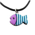 Les Tr&eacute;sors De Lily [R1314] - Collier artisanal 'Colombine & Arlequin' violet bleu - 16x11 mm (poisson)