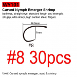 Bimoo 30 vnt. / Pakuotėje juodos nikelio spygliuočių muselių ri&scaron;imo kabliukai Nymph Stonefly Emerger Streamer Caddis Dry Fly Kabliukai Upėtakių žvejybos kabliukai #8