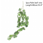 Dirbtinis &scaron;ilkas, atogrąžų palmių lapai, vynmedis, netikras džiunglių vėžlys, lapelis, rotango augalai, namų sienos pakabinimas 80 cm žalia
