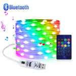 &bdquo;Dream Color&ldquo; USB LED &scaron;viesos styga 5 V &bdquo;Bluetooth&ldquo; muzikos programa RGBIC juostelė Kalėdų gimtadienio vakarėlio girliandos dekoro pasakų lemputės 10M
