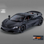 1/24 McLaren 720S žaislinio automobilio modelis, cinko lydinio atsukamas automobilis su garsu ir &scaron;viesa, atidarytos kėbulo durys, žaislinis automobilis vaikams, berniukui ir mergaitei 1:24-Size:20.5*8.7*5cm juoda