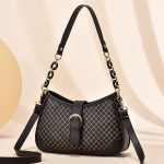 Yogodlns Fashion PU odinis pečių krep&scaron;ys moterims Grandinės Vidutinio amžiaus Crossbody Bag Kasdienis pirkinių krep&scaron;ys 26x7x17cm kava