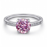 BagueRingen Prabangus D spalvos 2CT Moissanite žiedas Pass Diamond Test Vestuvinis pažadas žiedas moterims 925 sterlingų sidabro papuo&scaron;alų žiedas 10 rožinė