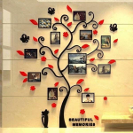 Happy Tree nuotraukų rėmelis Medis 3D lipdukas Nuotraukų siena Svetainė Miegamasis &Scaron;iltas paveikslėlio medžio lipdukas Kūrybi&scaron;kas namų dekoravimas XL raudona