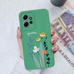Gėlių dėklai, skirti Xiaomi Redmi Note 12 11 10 9 8 7 Pro Max Galinis dangtelis Mielas avokado mink&scaron;tas silikoninis fotoaparato apsauginis telefono fondas Redmi Coques Redmi Note 7 Pro žalia
