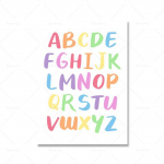 Įkvepiantis vaivoryk&scaron;tės lipdukų meno spausdinimas, spalvotas abėcėlė Skaitmeninė forma Vaikų dekoras 21cm&times;30cm NoFrame