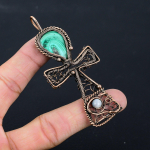 Malachito brangakmenio gryno vario viela apvyniota rankų darbo Ankh pakabukų papuo&scaron;alo dovana jai 3.43 Inches