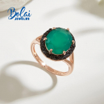 Klasikinis madingas natūralaus žalio agato žiedas moterims 925 sterlingų sidabro puikūs papuo&scaron;alai jubiliejaus vakarėliui US RING SIZE 7#