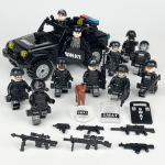 Jeep juodas SWAT lėlės ginklo skydas vaiki&scaron;kas mažų granulių statybinis žaislas