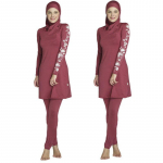 Musulmon Lady Modesty Maudymosi kostiumėlis Pilnu dangteliu Islamic Beachwear Arab Burkini XL raudona