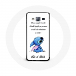Coque pour Samsung Galaxy Grand Prime Lilo et Stitch Ohana Citation Blanc