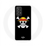 Coque pour Samsung Galaxy A52 One Piece Manga Tete de Mort Fond Noir