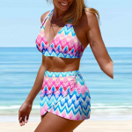 Moteri&scaron;kas kabantis maudymosi kostiumėlis Sexy Lips Print Bikini Tankini maudymosi kostiumėlis S
