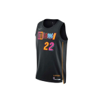 Nike NBA Miami Heat City Edition Jimmy Butler 22 Dri-FIT Swingman mar&scaron;kinėliai Juodi Vyri&scaron;ki Streetwear DB4034-010 L