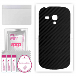 apgo Protective Skin Sticker for the back compatible with Samsung Galaxy S3 mini i8190, Wrap Film, Foil, Vinyl - Pattern Carbon Black