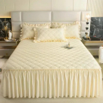 Auk&scaron;tesnės kokybės odai nekenksmingas &scaron;lifuotas lovos sijonas, viengubas laminuotas medvilninis lovos sijono užvalkalas, viengubas ir dvigubas raukinamas lovos užvalkalas bed skirt 200x220cm