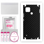 apgo Protective Skin Sticker for the back+sides compatible with Realme C25Y, Full Wrap Film, Foil, Vinyl - Pattern Carbon Black