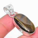 Natural Tiger Eye Gemstone Handmade 925 Sterling Silver Pendant 1.65 c8z28