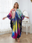 EDOLYNSA Didelio dydžio daugiaspalvė ra&scaron;tuota kaftano suknelė moterims, apranga, boho atostogų, V formos i&scaron;kirptė, skeltas chalatas, vasarinė paplūdimio apranga, maudymosi kostiumėlio uždengimas Q1588 One Size įvairiaspalvis