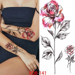 1 PC 210*114MM Henna Lotus laikina tatuiruotė moterims netikrų papuo&scaron;alų grandinėlės Juodų gėlių kūno pie&scaron;inys Abstraktus tatuiruotės lipdukas, perkeliamas mergaitės tatuiruotė XQB-141