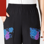 8XL ypač didelės vidutinio amžiaus moterų vasarinės kelnės Laisvalaikio elastinio juosmens pie&scaron;tuko blauzdos ilgio kelnės margintos kelnės XXXXL