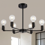 LED Lubų Liustrai Virtuvės Lubų Liustrai Lempos Pakabinamas Liustras Ap&scaron;vietimas Svetainei Pakabinama Lempa Svetainei 6 headlights juoda