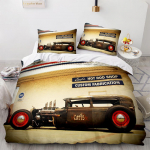Retro automobilio patalynės komplektas 3D HD spausdintas vaikams, paaugliams, vyrams, antklodės užvalkalas, pagalvės užvalkalas, 2/3 vnt., viengulė dvigulė karali&scaron;ko dydžio lova, dovana DE 100x135cm