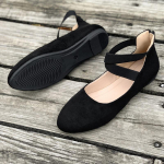 Moteri&scaron;ki baleto batai, sekliais elastiniais dirželiais apvaliais nosis moteri&scaron;ki batai, plok&scaron;čiakulniai moteri&scaron;ki batai 38 juoda
