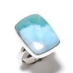 Natural Caribbean Larimar Gemstone 925 Sterling Silver Gift Ring Size 7 m9v60