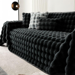Prabangi imituota triu&scaron;io pliu&scaron;inė sofos užtiesalas Žieminis &scaron;iltas pūkuotas užmetamas pledas Super mink&scaron;tas lygus sutir&scaron;tintas aksominis sofos užvalkalas 180*230cm 1pc juoda