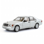 1/24 Benz W140 320SEL lydinio senovinis automobilis, lieto metalo klasikinis automobilio žaislų modelis, garso &scaron;viesa, traukiami kolekciniai daiktai, vaikų gimtadienio dovana balta
