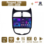 Android Automobilinis Radijas Peugeot 206 2001-2008 Multimedijos Grotuvas Pagrindinis Įrenginys Stereo GPS Navigacija BT WIFI 1+16GB 1+16GB