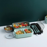 Bento prie&scaron;piečių dėžutė studentų biuro darbuotojui Dvisluoksnė mikrobangų krosnelė &scaron;ildoma pietų maisto laikymo talpa With Bowl rožinė