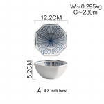 1 vnt. Geometrinė keraminė vakarienės lėk&scaron;tė japoni&scaron;ko stiliaus vakarienės indai indai makaronų lėk&scaron;tė ryžių dubenėlis porcelaninis indas