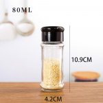 Stiklinio butelio kūno prieskonių laikymo indelis 80ml/100ml sezoninio butelio prieskonių indelis virtuvė 80ml juoda
