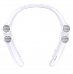 Ne&scaron;iojamas Bluetooth garsiakalbis pakabinamas ant kaklo su 6 garsiakalbiais, HIFI stereo garsas sportui, bėgiojimui, palaiko Micro SD kortelę balta