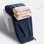 Moteri&scaron;ki kasdieniai pa&scaron;iltinti flisinii sportinės kelnės auk&scaron;tu juosmeniu, &scaron;iltos sportinės bėgiojimo kelnės, žieminės lauko žygio kelnės XL mėlyna