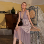 Seksuali pižama Moteri&scaron;ka pižama Pamink&scaron;tinta vienspalvė pižama &Scaron;ilkinė Suknelė Moteri&scaron;ka Deep V Night Pižama Moteri&scaron;ka M