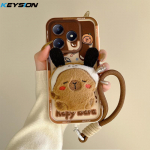KEYSION Mielas 3D animacinis pliu&scaron;inis dėklas Realme C63 C61 su virvele, mink&scaron;tas silikoninis smūgiams atsparus telefono galinis dangtelis Realme C53 C51 for Realme C53